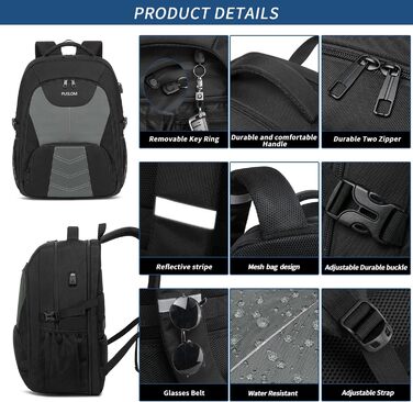 Чоловічий рюкзак 55L, великий, водовідштовхуючий, з відділенням для ноутбука (18.4