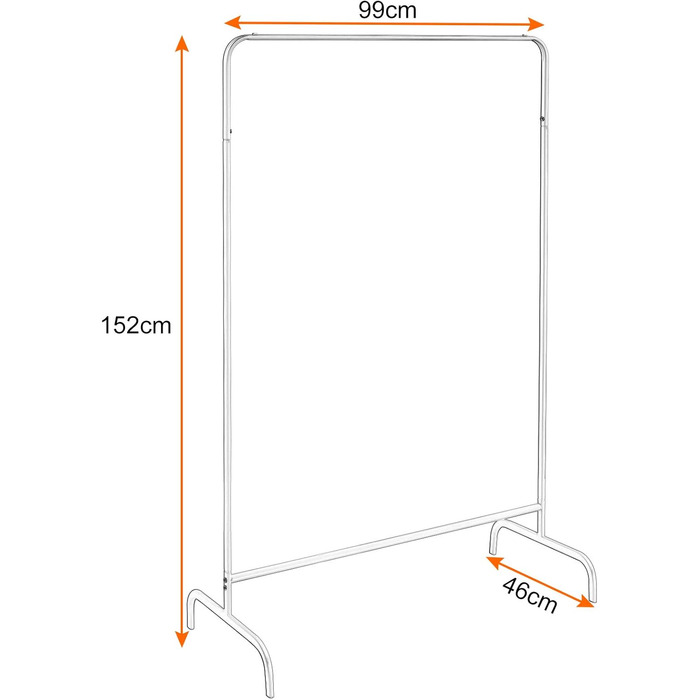 EUGAD Clothes Rack Coat Rack Laundry Rack, Coat Clothes Stand, Clothes Rail White, 99x46x153cm, Heavy Duty Cloth Rail