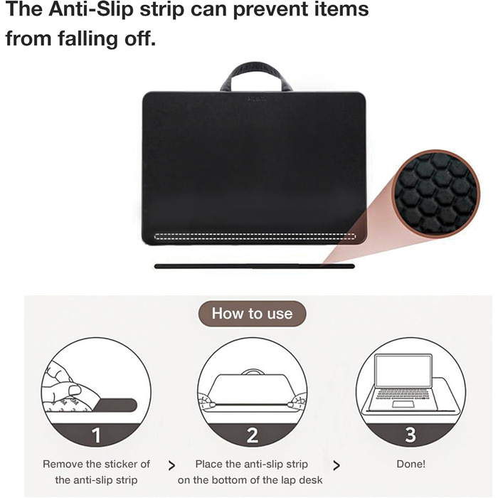 Підставка для ноутбука на колінах, колінцевий столик з подушкою, L – дерев'яний вигляд (M – PU), 30.5 x 57 x 4.5 см