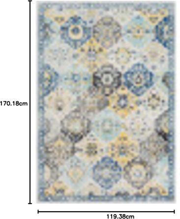 Килим Livabliss Sicily Vintage 120x170 см - для вітальні, спальні, їдальні, у стилі бохо та східний, кольори: блакитний, гірчичний, чорний, сірий