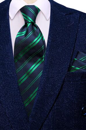 Набір краваток, нагрудних хустинок та запонок Hi-Tie для чоловіків (морський колір, розмір A)