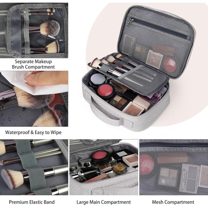 IGOLUMON Косметичка для жінок, велика водонепроникна сумка для макіяжу на 2 шт. (сіра)