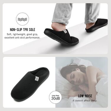 Тапочки для дому WateLves з Memory Foam для жінок та чоловіків, чорні, 46/47 EU