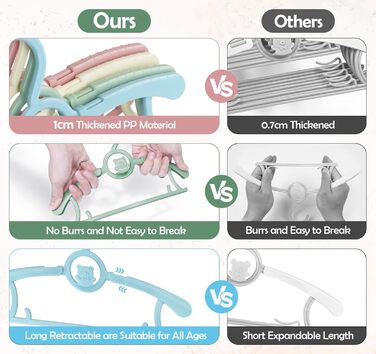 Набір дитячих вішалок для одягу 24 шт. Зростаючі вішалки для дітей з бантиками, нековзкі, для малюків та дошкільнят, кольорові