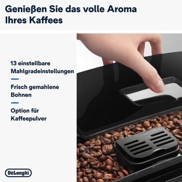 De'Longhi Magnifica S ECAM11.112.B, fully automatic coffee machine with milk frother for cappuccino, with espresso direct selection buttons and rotary dial, 2-cup function, black