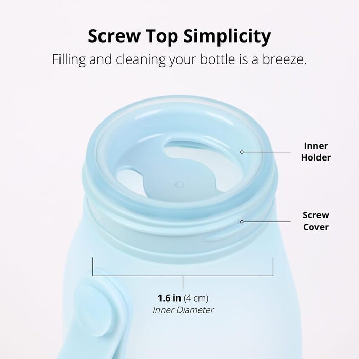 BLUE GINKGO Collapsible Water Bottles [2-Pack] – Lightweight, foldable silicone bottles for travel, hiking, and camping (500ml, Made in Korea, Beige) (492 ml, Blue)
