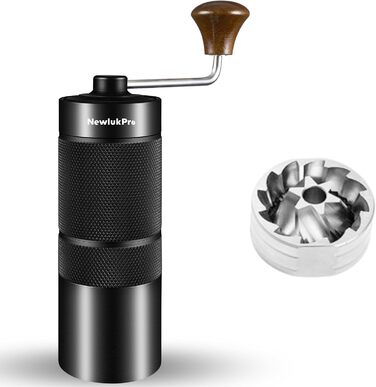 NewlukPro M6 Coffee Grinder Manual, Capacity 25g, Hand Coffee Grinder with Sharp Hexagonal Burr, Portable Manual Coffee Bean Grinder for Pour Over and Espresso