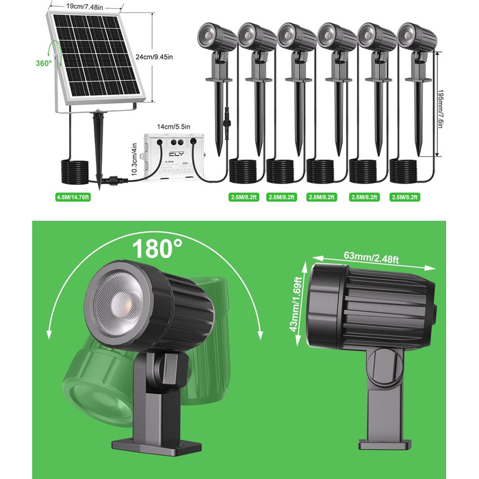 CLY Solar Lamps for Outdoors, Solar Spotlights Garden Light with Remote Control IP66 Waterproof 10 Colors 30 Dynamic Modes Timer Garden Lighting for Gardens Path Christmas Decoration 6 Pieces (Warm White/Natural/Cold White, 6 Pieces)