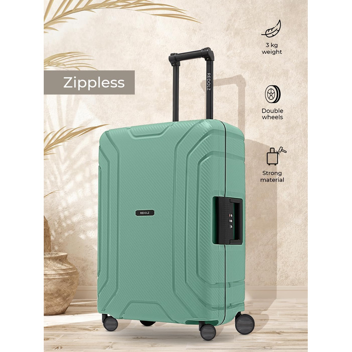 Набір валіз REDOLZ Hartschalen 3-в-1 з поліпропілену | 3-точкова застібка, TSA-замок, 4 колеса | для жінок та чоловіків (Essentials 15) (Морська хвиля, валіза M (65 см))