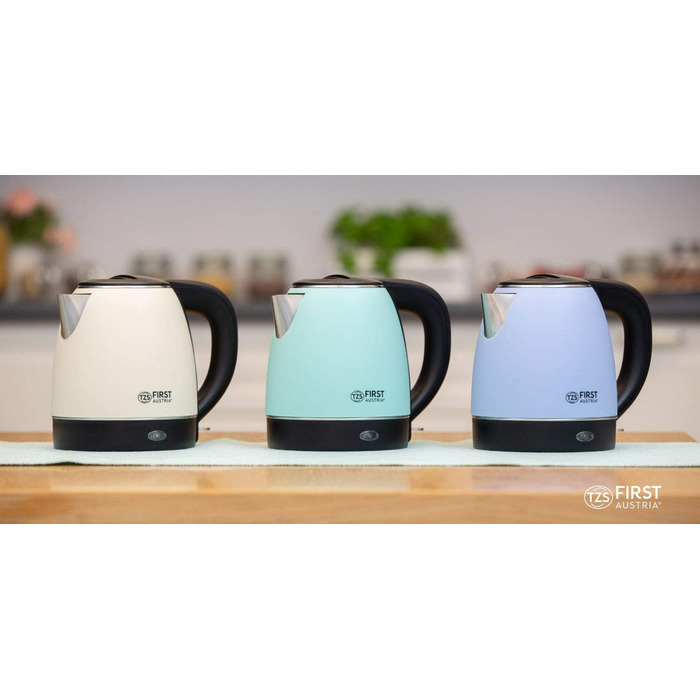 Електричний чайник First Austria Edelstahl, зелено-чорний, 2200W, 1.2л, 20см, з фільтром від накипу, захистом від сухого кипіння, бездротовий
