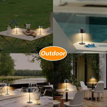 Акумуляторний LED світильник Klighten настільний диммований, чорний, алюміній, IP54, 21 см. З USB-C, 3 кольори світла (3000K-6000K)