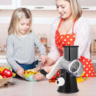 Ручна тертка для сиру та овочів Diealles Shine з ручкою, 3 змінні леза з нержавіючої сталі, для сиру, овочів, горіхів, кави