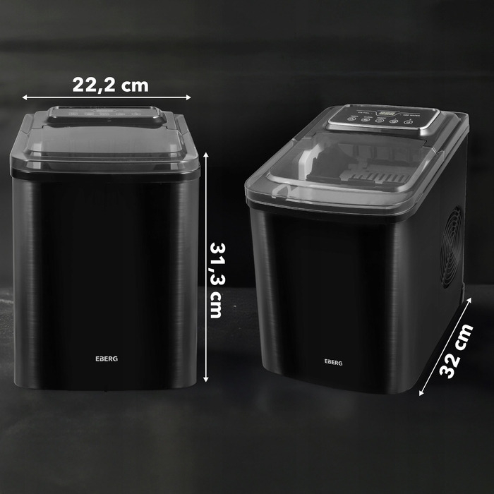 Льодогенератор EBERG чорний, швидкий та ефективний, 160 Вт, 12 кг