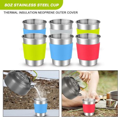 Odoland Camping Cookware Set - 6 Person Outdoor Cooking Set for Backpacking, Camping, and Picnics