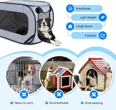 Переносний вольєр для собак та котів у машину Nobleza, складаний вольєр для тварин, 93x54x54 см