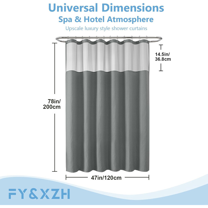 Шторка для душу FY&XZH з гачками, важка, водонепроникна, з ТПУ-покриттям, стиль готелю з сітковим вікном, 2 гачки, зелений (83 x 83 см)