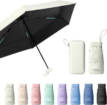 Компактний дощовий парасолька, маленький UV-парасолька, вітростійкий парасолька з капсульною ручкою, портативний парасолька для чоловіків та жінок (білий)