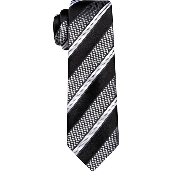 Чоловічий подарунковий набір: краватка в смужку, краватки-кліпса, нагрудна хустинка, манжетні кнопки, подарунок для бізнесу, весілля, свят, чорний, білий, сірий