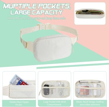 Поясна сумка MoKo для бігу та подорожей, нейлон, унісекс, з регульованим ремінцем та блискавкою (Бежевий)