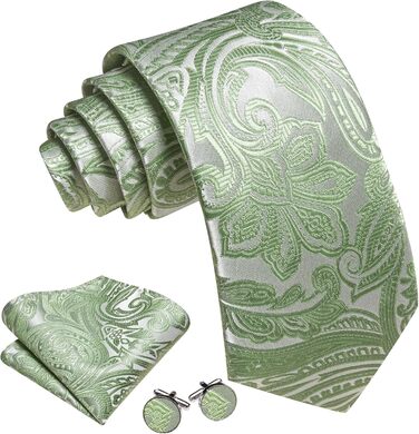 Набір краваток для чоловіків Barry.Wang: краватка, краваткова кліпса, нагрудна хустинка, запонки (сірий, бежевий)