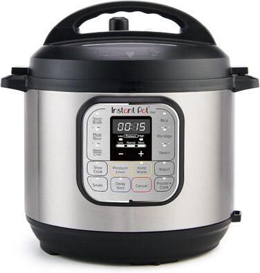 Instant Pot Duo 7-in-1 Smart Cooker 5.7 L - Pressure Cooker, Slow Cooker, Rice Cooker, Sauté Pan, Yogurt Maker, Steamer, and Food Warmer, Black/Stainless Steel Duo 5.7 Liters