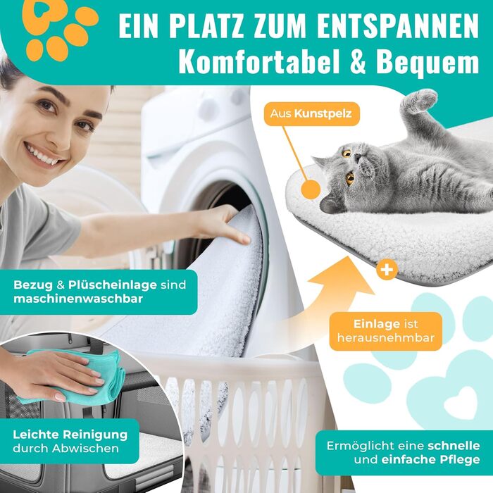 Транспортна переноска для собак та котів M 60x42x44 см | Складана переноска для тварин з мискою та плечовим ременем | Для котів та собак, сірий колір