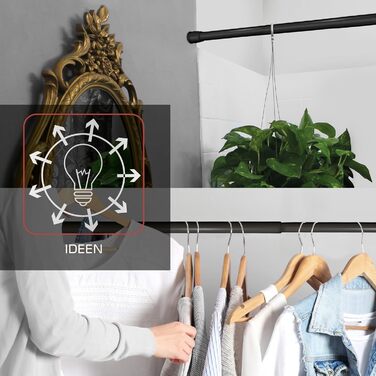 Телескопічна штанга для душу без свердління, регульована – кріпиться без свердління, протиковзна, для штори для душу (70-120 см, чорний)