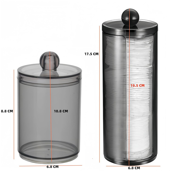 Диспенсер для ватних паличок та дисків з PET пластику, чорний (BLACK-C)