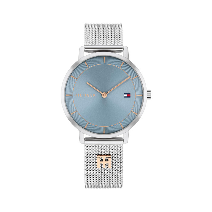Годинник Tommy Hilfiger для жінок з металевим браслетом Mesh - кварцовий, сталь, срібло, золото, рожеве золото, темно-синій