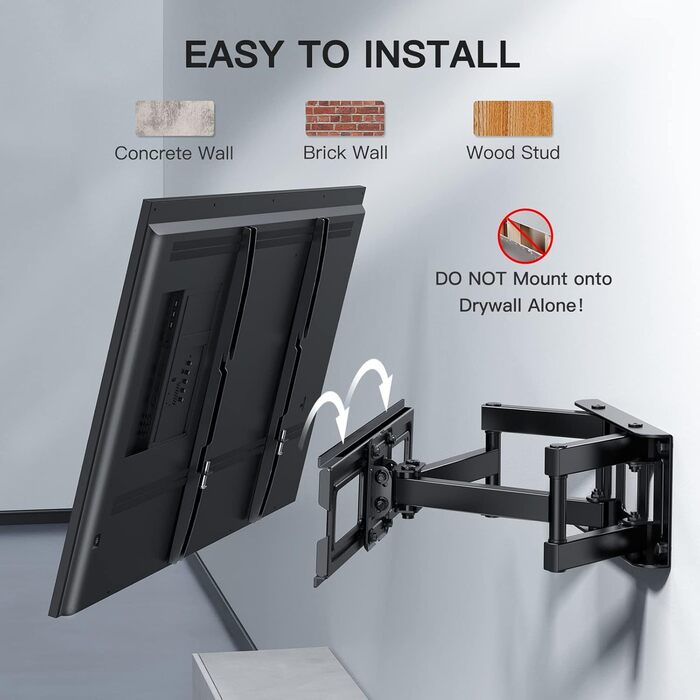 PERLESMITH Adjustable Tilt & Swivel TV Wall Mount for 26-70 inch Flat & Curved TVs/Monitors (up to 45kg, VESA 400x400mm)