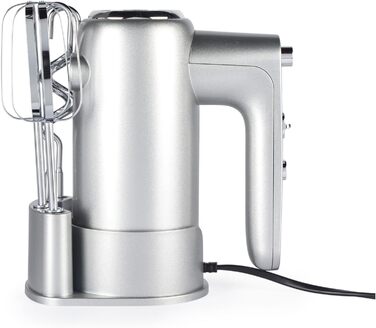 Міксер ручний Salter Aspen, електричний з гаками для замішування та збивання, 5 швидкостей, Turbo-режим, підставка, функція викидання, 300W, сріблястий, EU-штекер