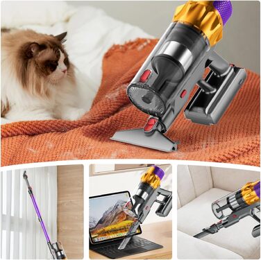 Акумуляторний бездротовий пилосос 65кПа, 70 хв роботи, контейнер 1.8л, 8-рівнева фільтрація, LED-дисплей, V-Anti Tangle та зелене підсвічування для шерсті тварин, килимів та твердих підлог, Фіолетовий