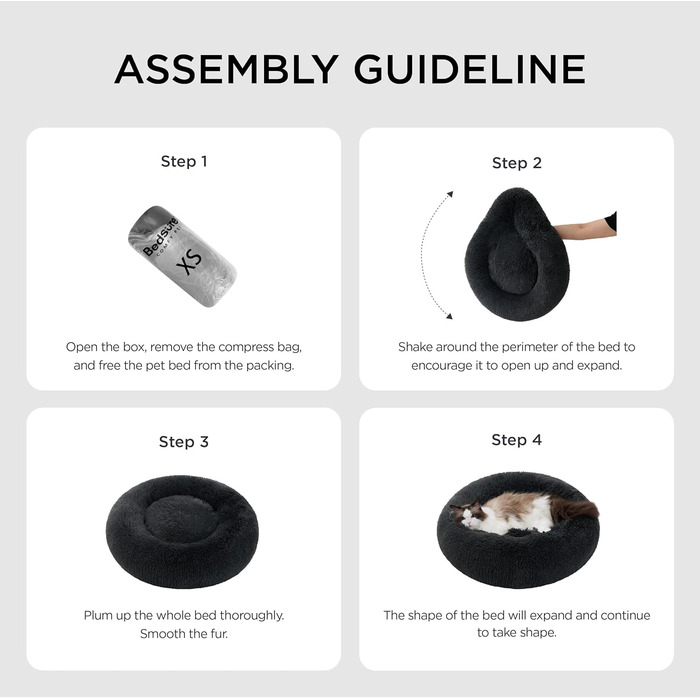 Кругле ліжко для котів та маленьких собак BEDSURE - Ø 60 см, м'яке, миється