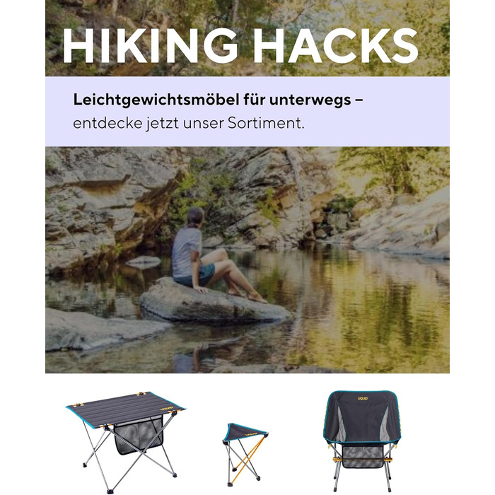 Складаний табурет Uquip Trinity M Mini - легкий, треножний, 150 кг, блакитно-жовтий (золото-сірий, великий)