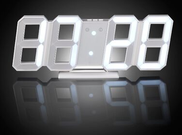 Lunartec Digital Clock Wall: Digital Jumbo LED Table & Wall Clock, 3D, Alarm Clock, Dimmable, 28 cm (Digital Clock for Placement, 3D Clock, Illuminated)