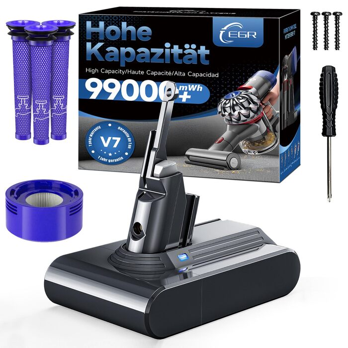 Акумулятор для пилососа Dyson Absolute/Animal/Motorhead/Fluffy SV10 V7 + 5 фільтрів та 2 гвинти