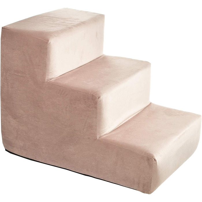 Сходинка для тварин BOUTIQUE ZOO - 30 см | Для собак та котів | 3 сходинки | З велюрової тканини, рожевого кольору