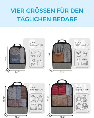 Набір кубиків для пакування багажу BAGLHER - Клінічний органайзер для подорожей, водонепроникні сумки (Сірий)