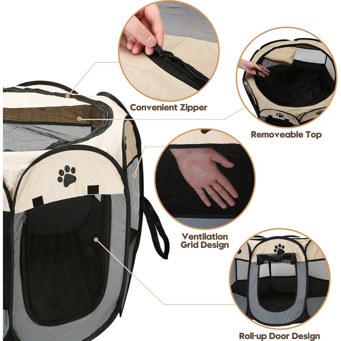 Складана переносна тачка-ліжечко для тварин, для собак, котів та кошенят, дихаючий сітчастий матеріал, легка, для дому та вулиці, темно-коричнева