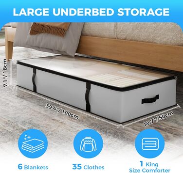 Органайзери для зберігання Oak & Tea 90L 4 шт. для взуття, одягу, під ліжко. Водонепроникні, з прозорою панеллю, 100x50x18 см