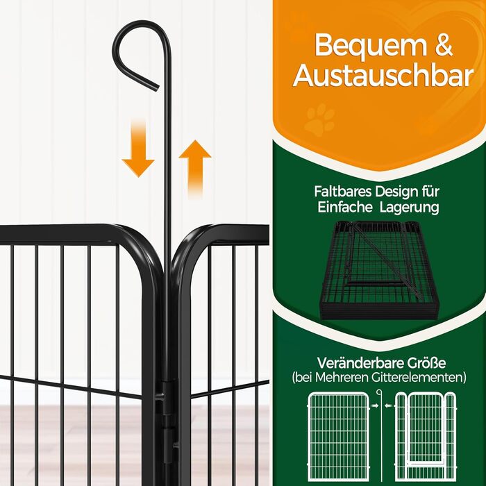 Yaheetech 100cm Foldable Dog Playpen - 6 Panel, Freestanding Kennel for Dogs - Indoor & Outdoor Use, Tool-Free Assembly