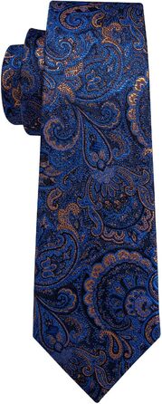 Краватка з шовковим візерунком пейслі, комплект з кишеньковим хустинкою та застібкою для краватки Barry.Wang, 3 шт., блакитно-золотий колір, для урочистих заходів та весілля