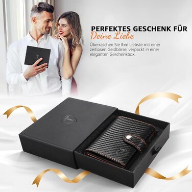 Чоловічий гаманець TENBST з відділом для дрібниць та захистом RFID, Slim Wallet, картхолдер, гаманець-картхолдер, 10 відділень для карток, помаранчевий (помаранчево-чорний)