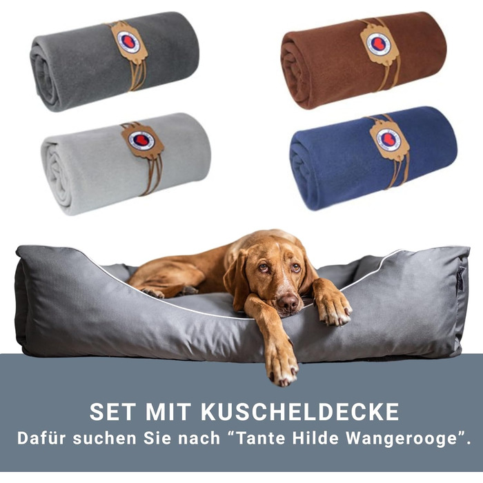 Aunt Hilde Dog Bed Norderney XXXL (120x90x25) Green – Washable, Robust and Cozy Dog Bed & Dog Basket in Various Sizes – Ideal for large dogs e.g. German Shepherd, Ridgeback (L 80 x W 60 x H 20 cm, Blue)