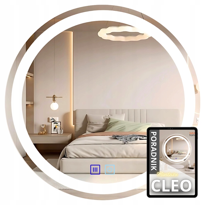 Настінне кругле дзеркало Save Home 80 см з LED-підсвіткою, сенсорним керуванням та функцією антизапотівання