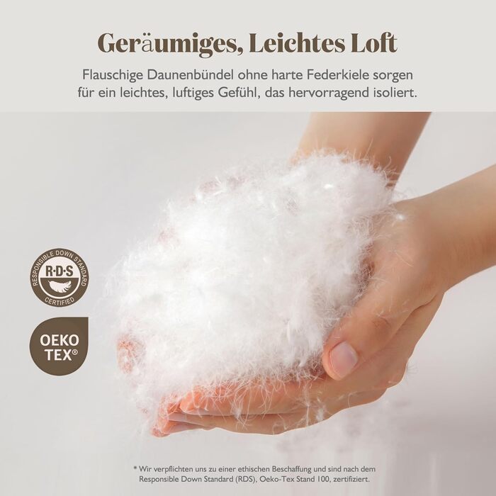 BPC Luxurious Goose Down Duvet 155x220, Lightweight Summer Duvet with Down, Extremely Soft, Fluffy Feather and Down Filling, Öko-Tex and RDS Certified Down Duvet 155x220 cm