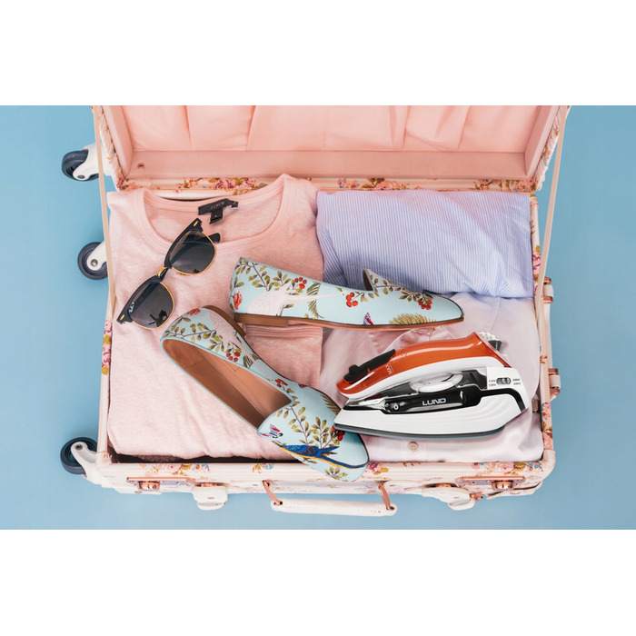 Дорожня праска 1100 Вт, складана, з керамічною підошвою та 3 режимами прасування