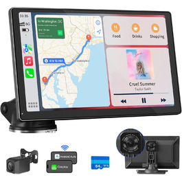 Бездротовий Carplay автомагнітола з 4K відеореєстратором, 9