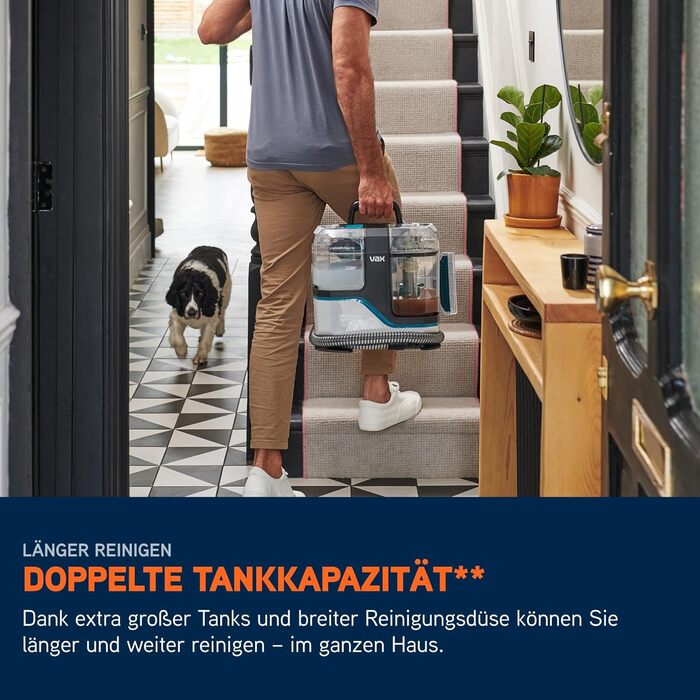 Vax SpotWash Max Pet Edition: Потужний мийник для килимів та м'яких меблів з технологією SpinScrub, 2,8L XL-резервуар, глибоке очищення для тварин, диванів та твердих підлог