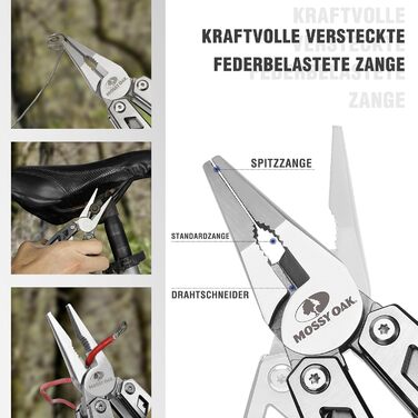 Мультитул Mossy Oak 21 в 1 з мультиінструментом, плоскогубцями та складним ножем для кемпінгу, туризму та ремонту, з нержавіючою сталею, з сумкою